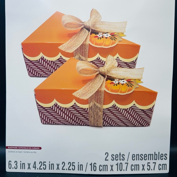Baking Treat Boxes for Pumpkin Cakes Halloween Thanksgiving 2 pc 6.3” x 4.25” - Picture 2 of 2